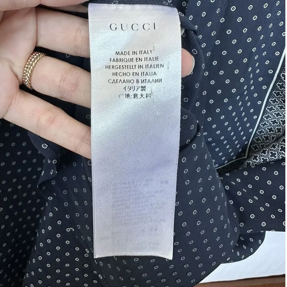 Gucci Resort 2014 Geometric Tile Silk Twill Bib Shirt size Slim fit 41 / 16